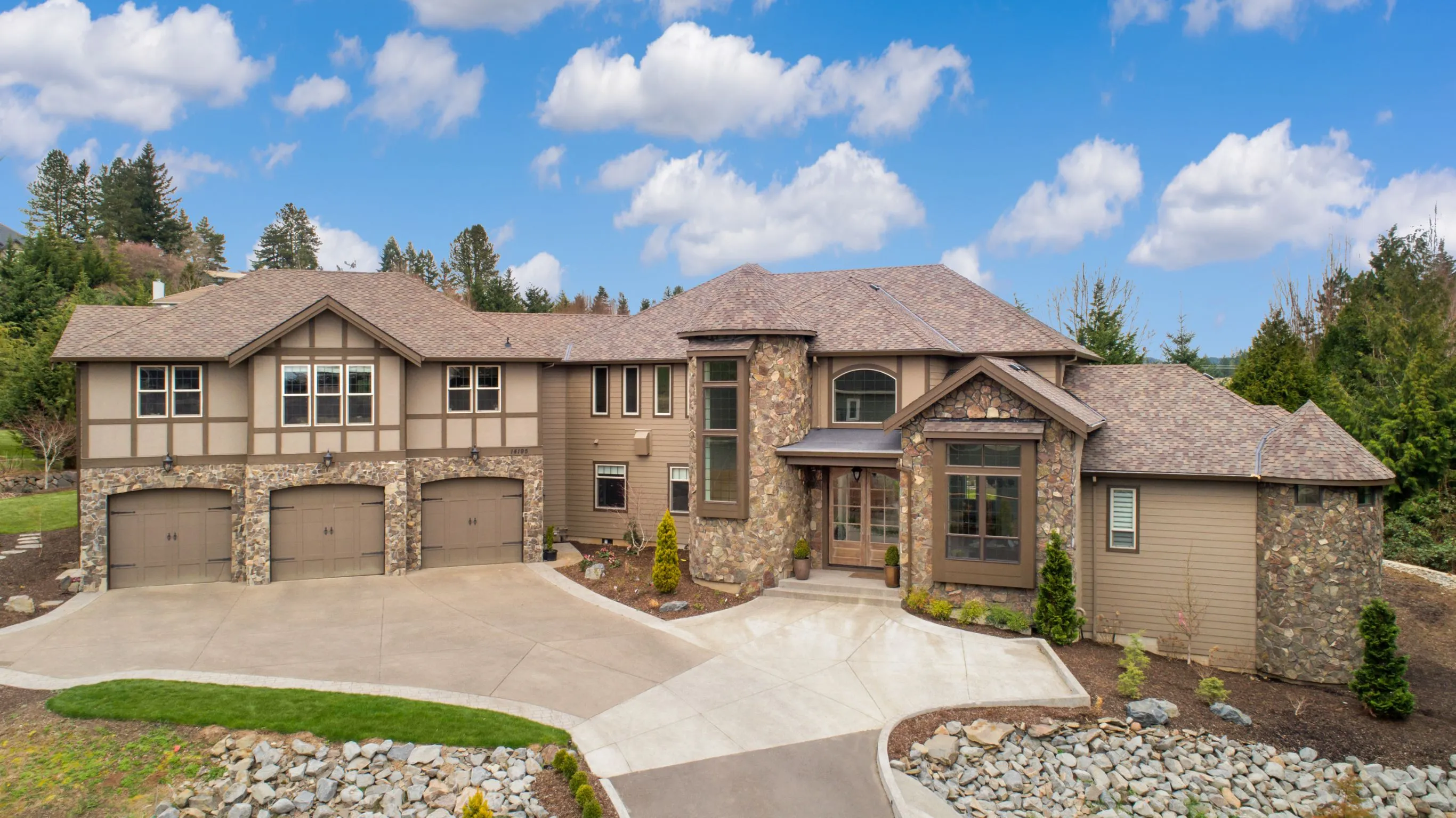 Finished luxury front porch and driveway upgrade featuring premium grey pavers and modern hardscaping in Los Angeles by Dream Patios LA.